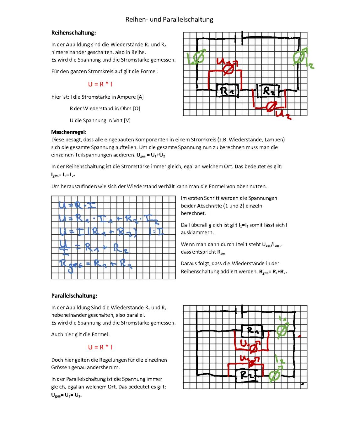 Reihen und Parallelschaltung, Knotenregel, Maschenregel