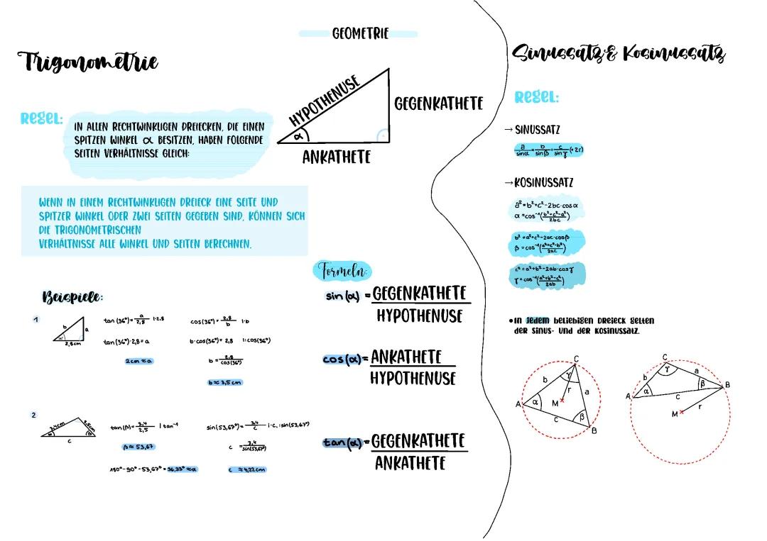 Trigonometrie und Sinus& Kosinussatz