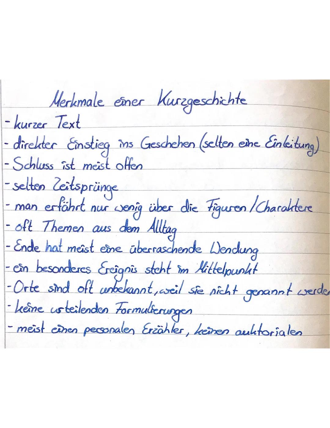 Kurzgeschichte Merkmale