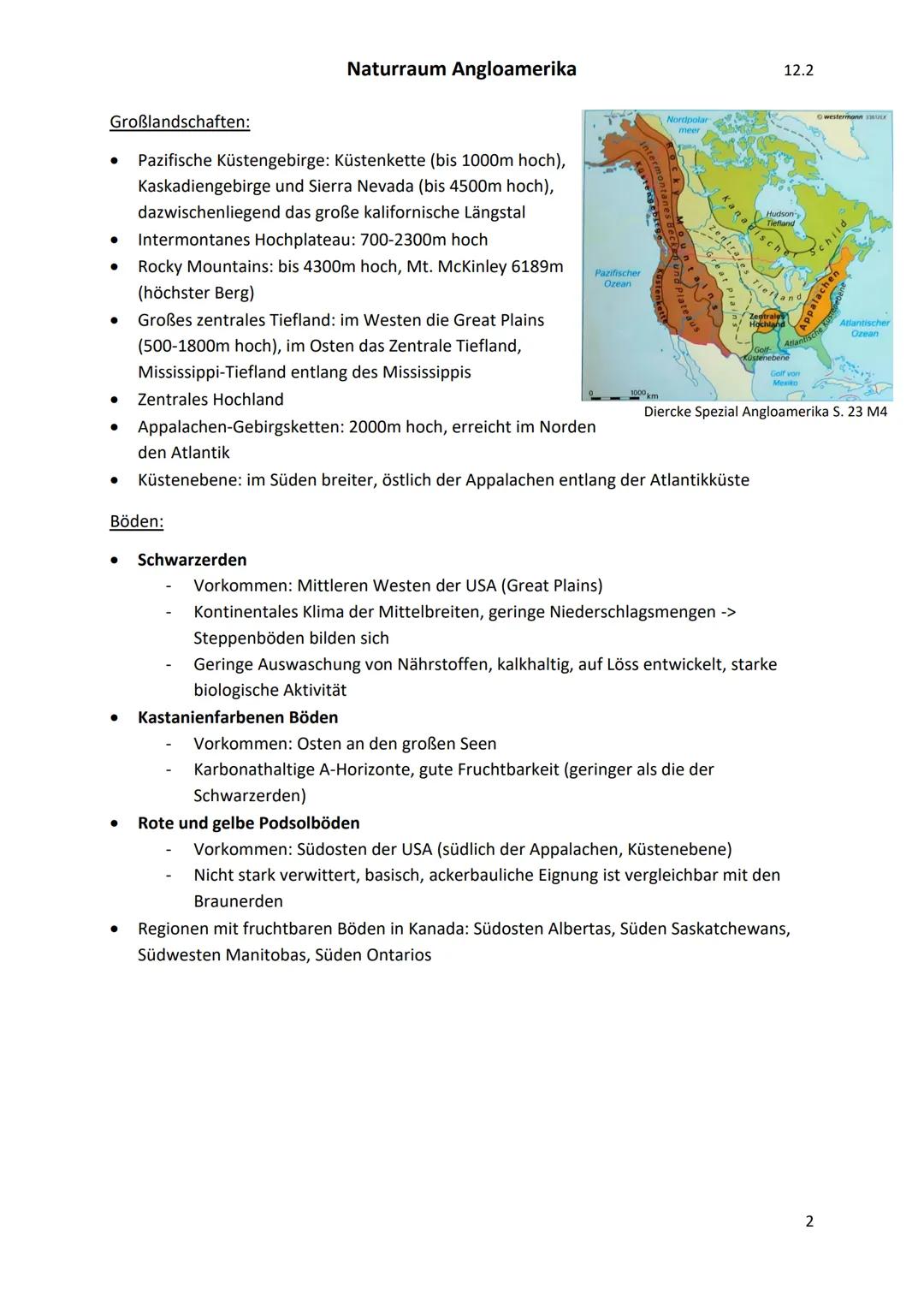 # Naturraum Angloamerika
12.2
Klimazonen:
* Polare Klimazone: Nordalaska, Nordkanada, Grönland, Januar -35°C, Juli -10°C -5°C,
100-