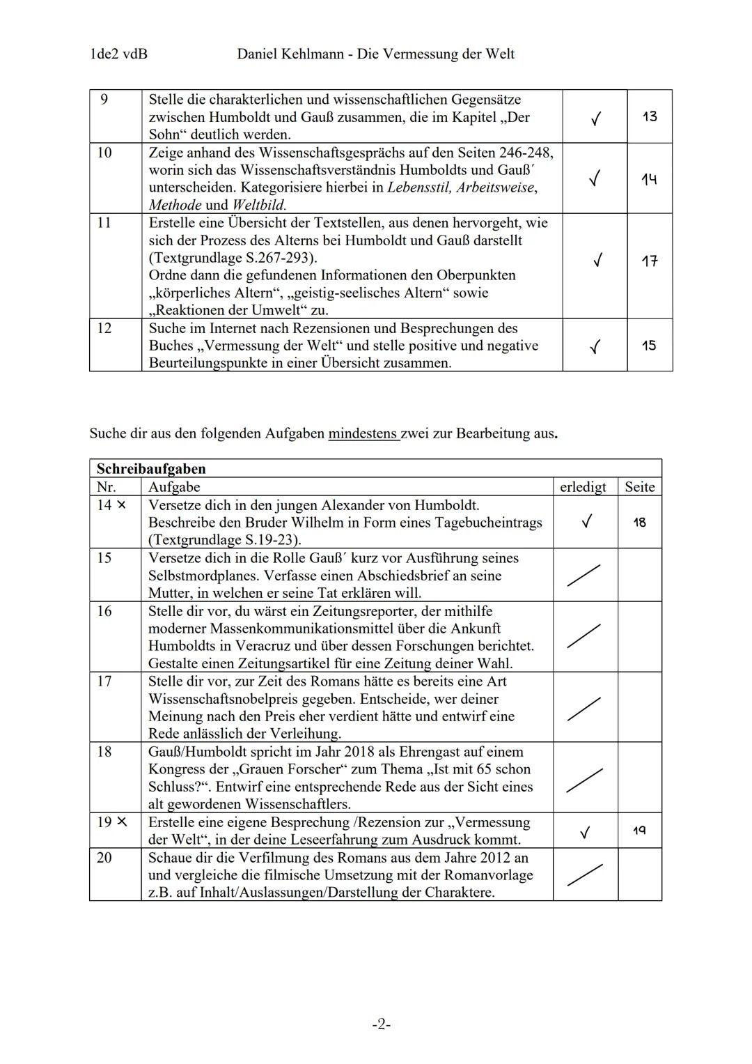 PORTFOLIO: DIE VERMESSUNG DER WELT 1de2 vdB
Leseportfolio
1. Besorge dir eine Mappe oder einen Hefter im Format DinA4. Darin führst du das
P