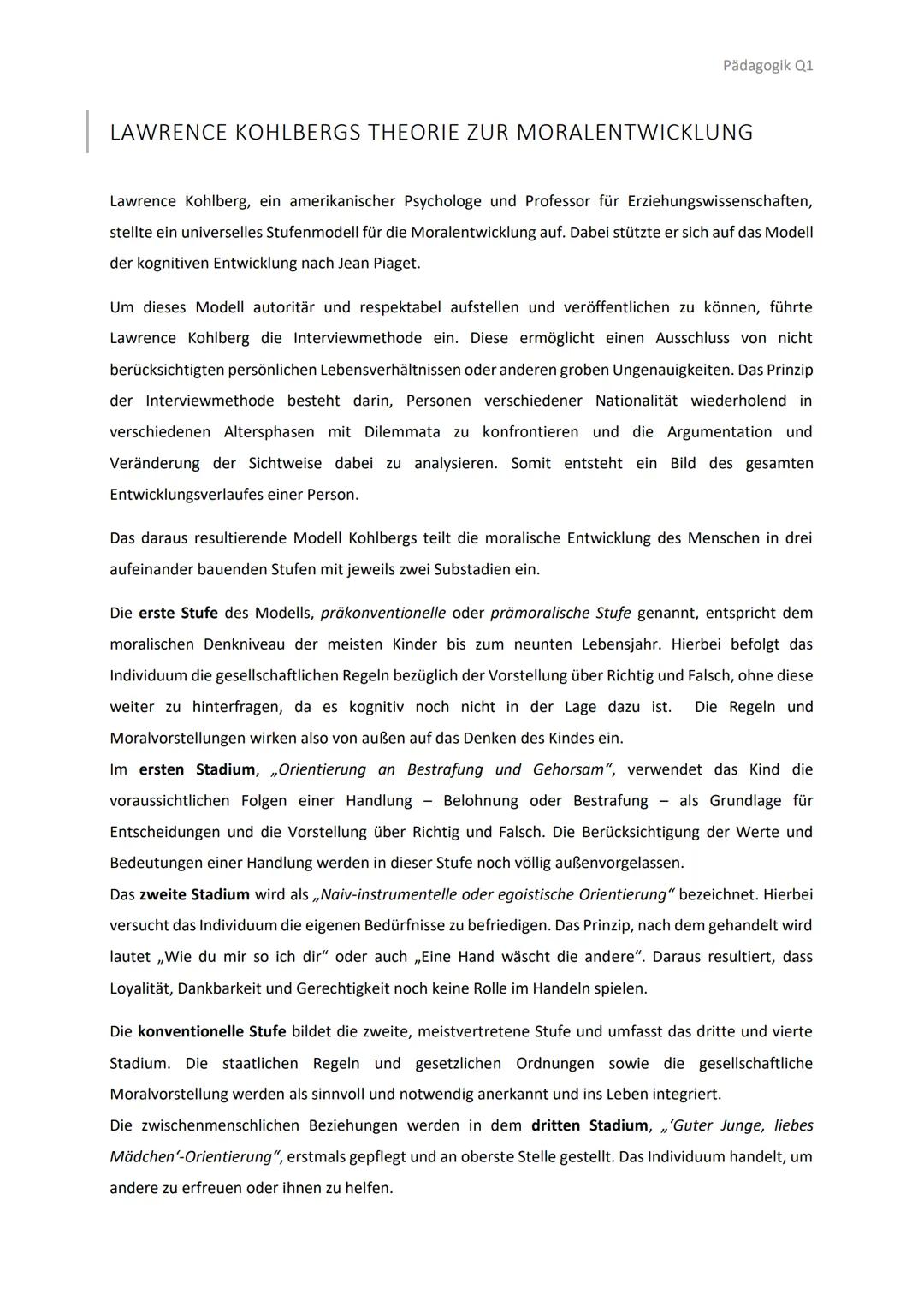 Theorietext Lawrence Kohlberg