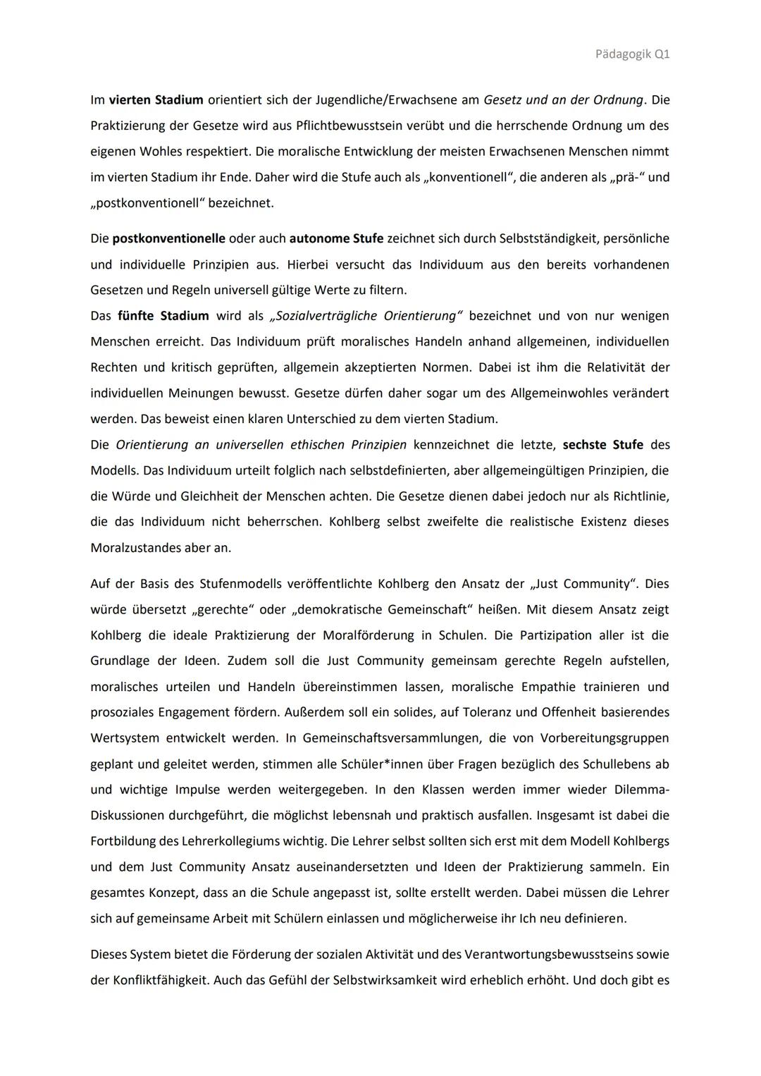 Pädagogik Q1
LAWRENCE KOHLBERGS THEORIE ZUR MORALENTWICKLUNG
Lawrence Kohlberg, ein amerikanischer Psychologe und Professor für Erziehungs