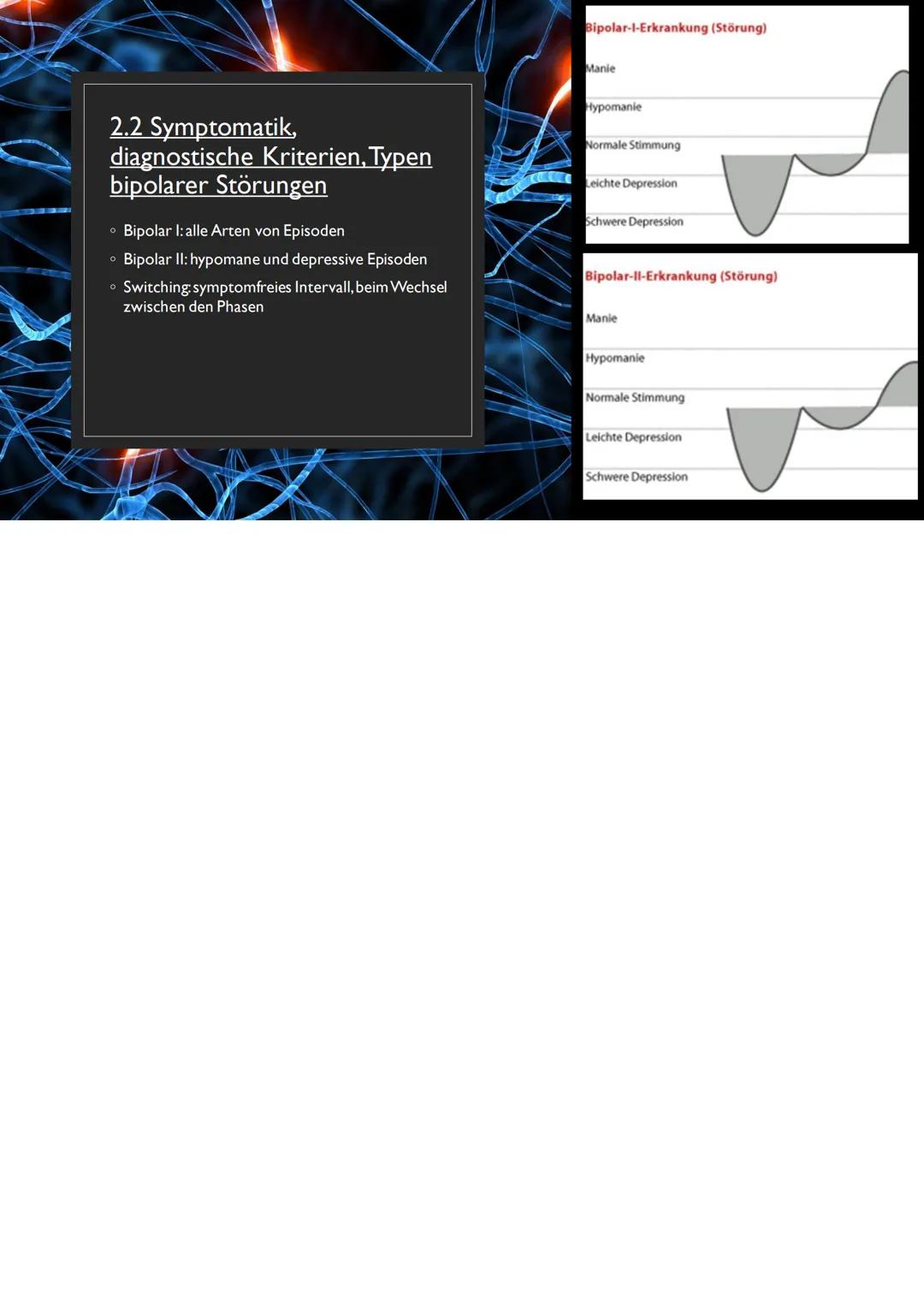 BIPOLARE STÖRUNG
KSII/Psychologie
10.01.2023 Gliederung
1. Übersicht zum Krankheitsbild
2. Grundlagen
3.Therapie
4. Verlauf und Prognose
5.