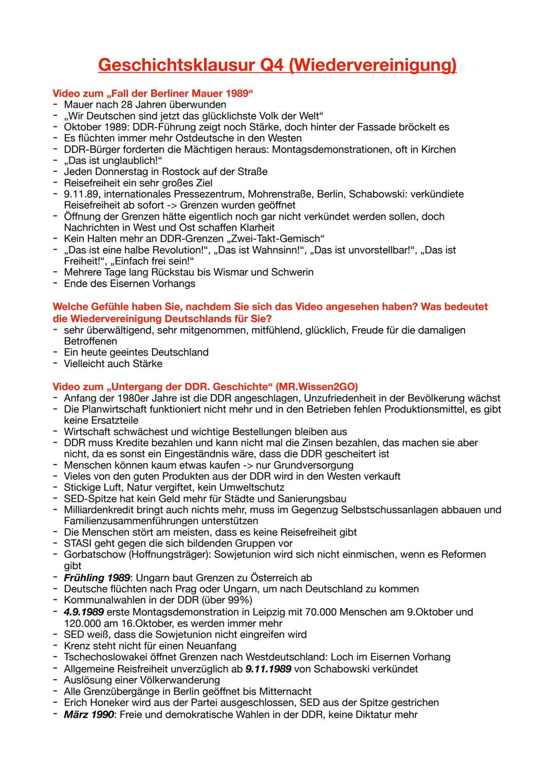 # Geschichtsklausur Q4 (Wiedervereinigung)
Video zum „Fall der Berliner Mauer 1989"
- Mauer nach 28 Jahren überwunden
- „Wir Deutschen sind