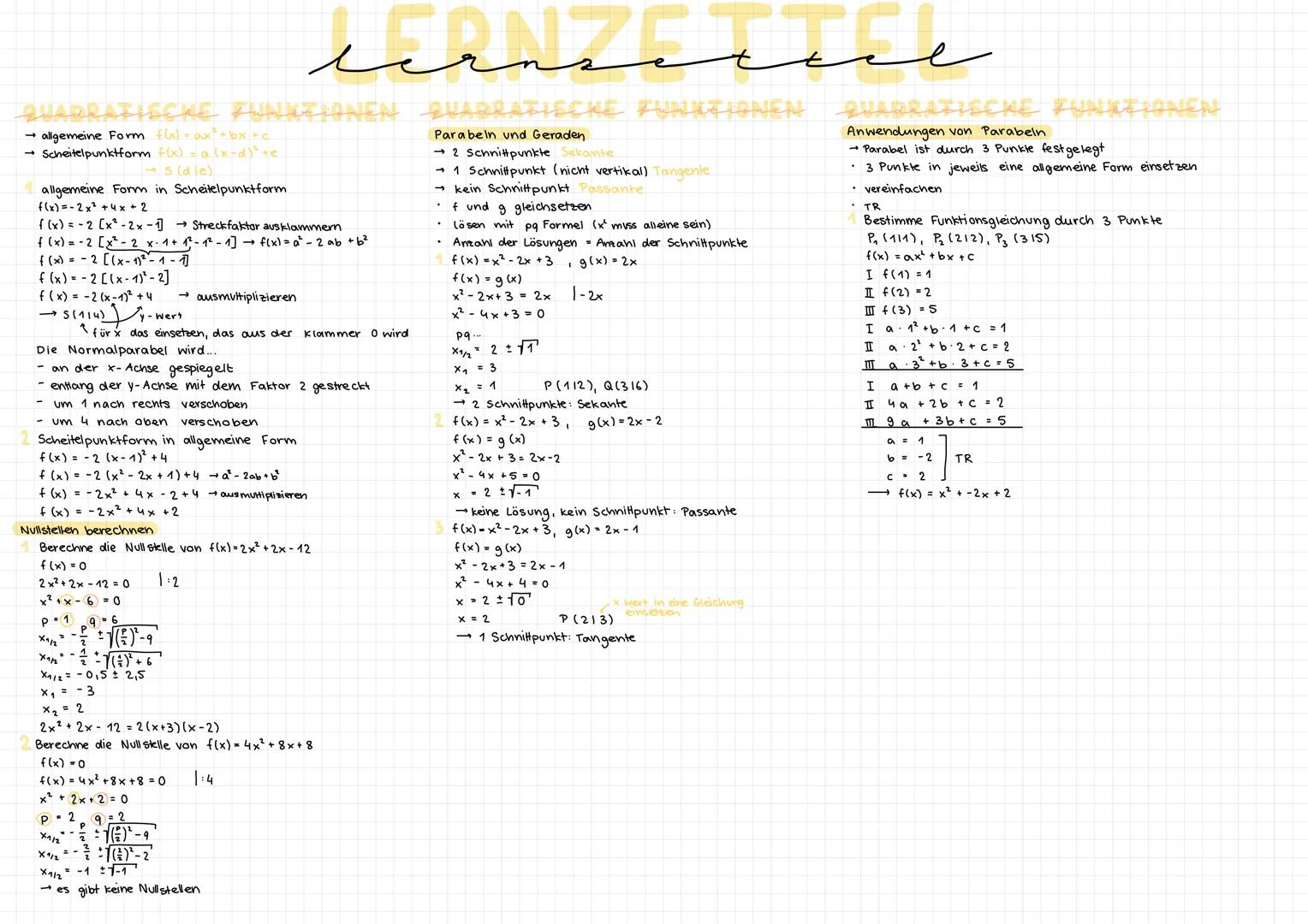 LINEARE FUNKTIONEN
→ Funktionen mit Definitionsmenge R und
Funktionsgleichung f(x) = mx +n (min ER)
Bestimmung von Geradengleichung durch 2