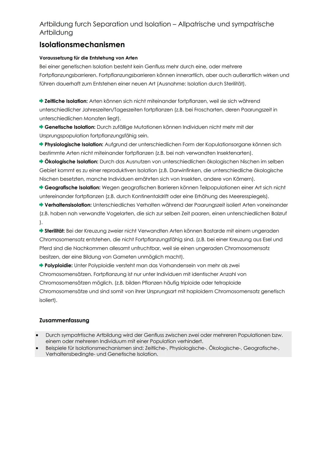# Artbildung furch Separation und Isolation - Allpatrische und sympatrische
Artbildung
# Allopatrische Artbildung
Artentstehung durch geog