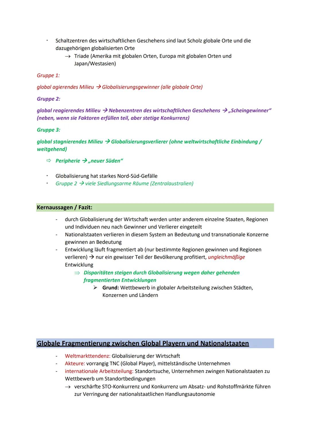 Globale Fragmentierung - räumliche Disparitäten
Definition Disparitäten
Ungleiche Lebensbedingungen innerhalb eines genau definierten Raum