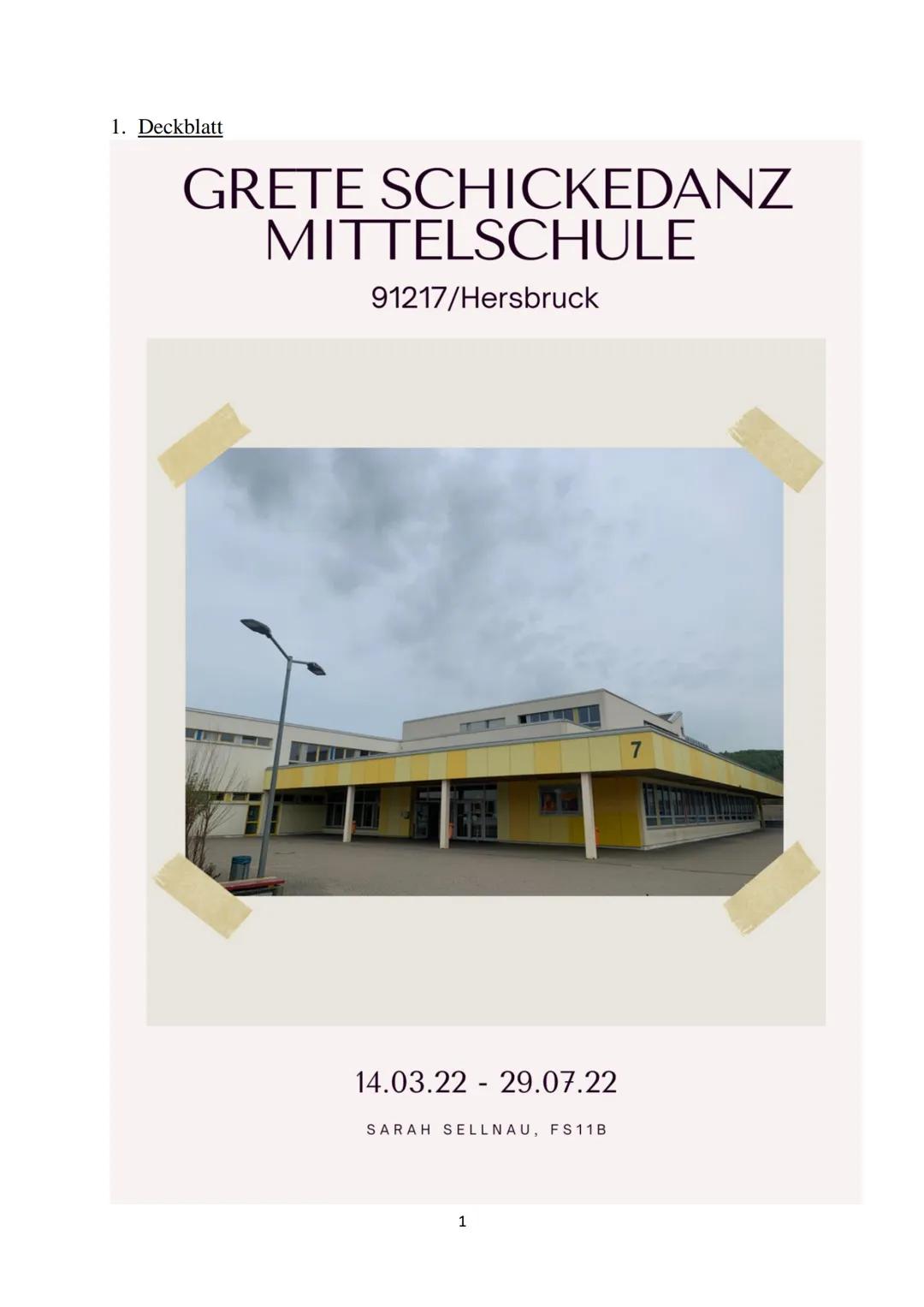 1. Deckblatt
GRETE SCHICKEDANZ
MITTELSCHULE
91217/Hersbruck
14.03.22 - 29.07.22
SARAH SELLNAU, FS11B
1
7 2. Inhaltsverzeichnis
1. Dec