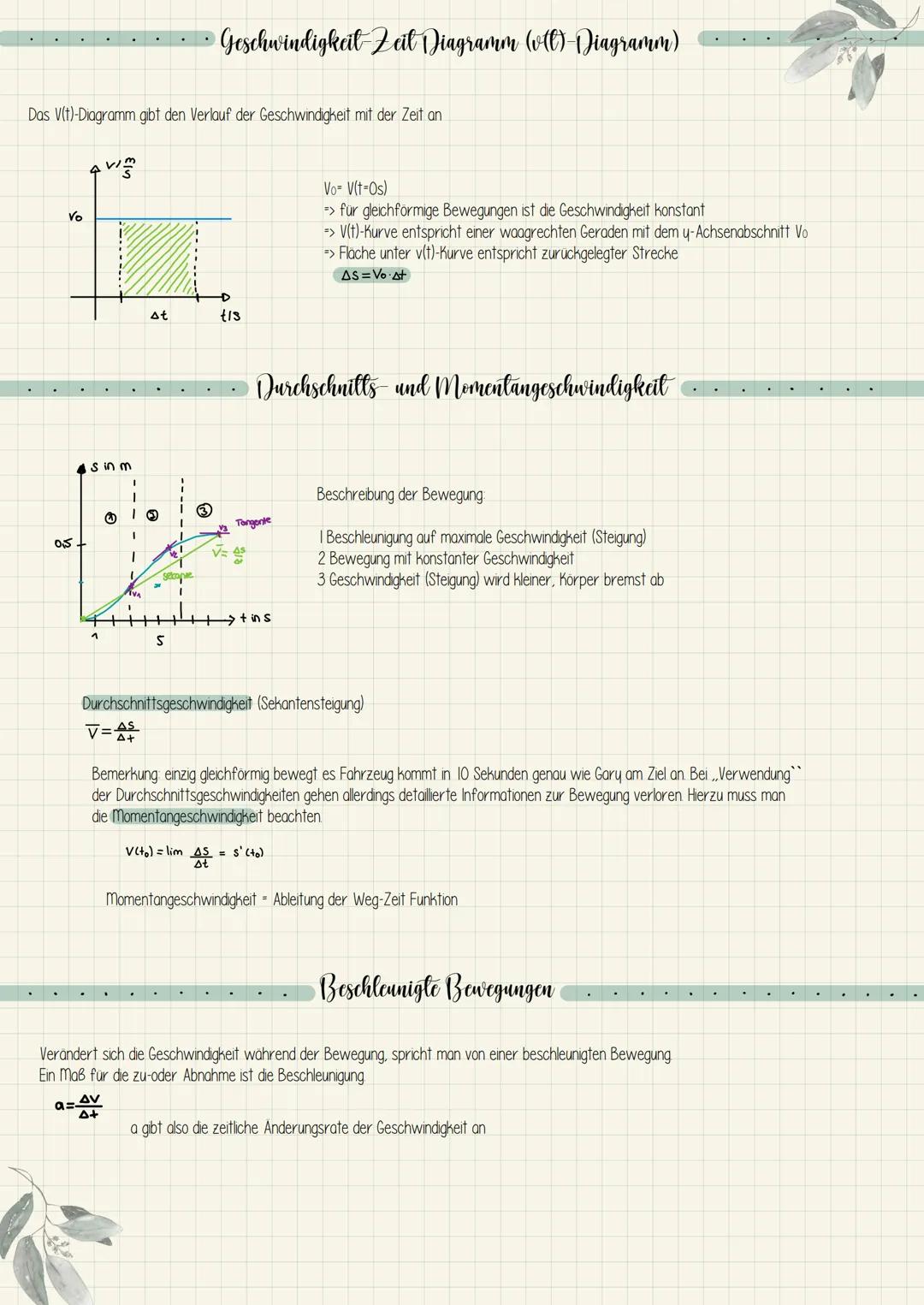 Physik - Bewegungen Kinemalik Beschreibung von Bewegungen
Bewegung heißt, den Ort zu verändern, also eine Strecke zurücklegen
Gleichförmige