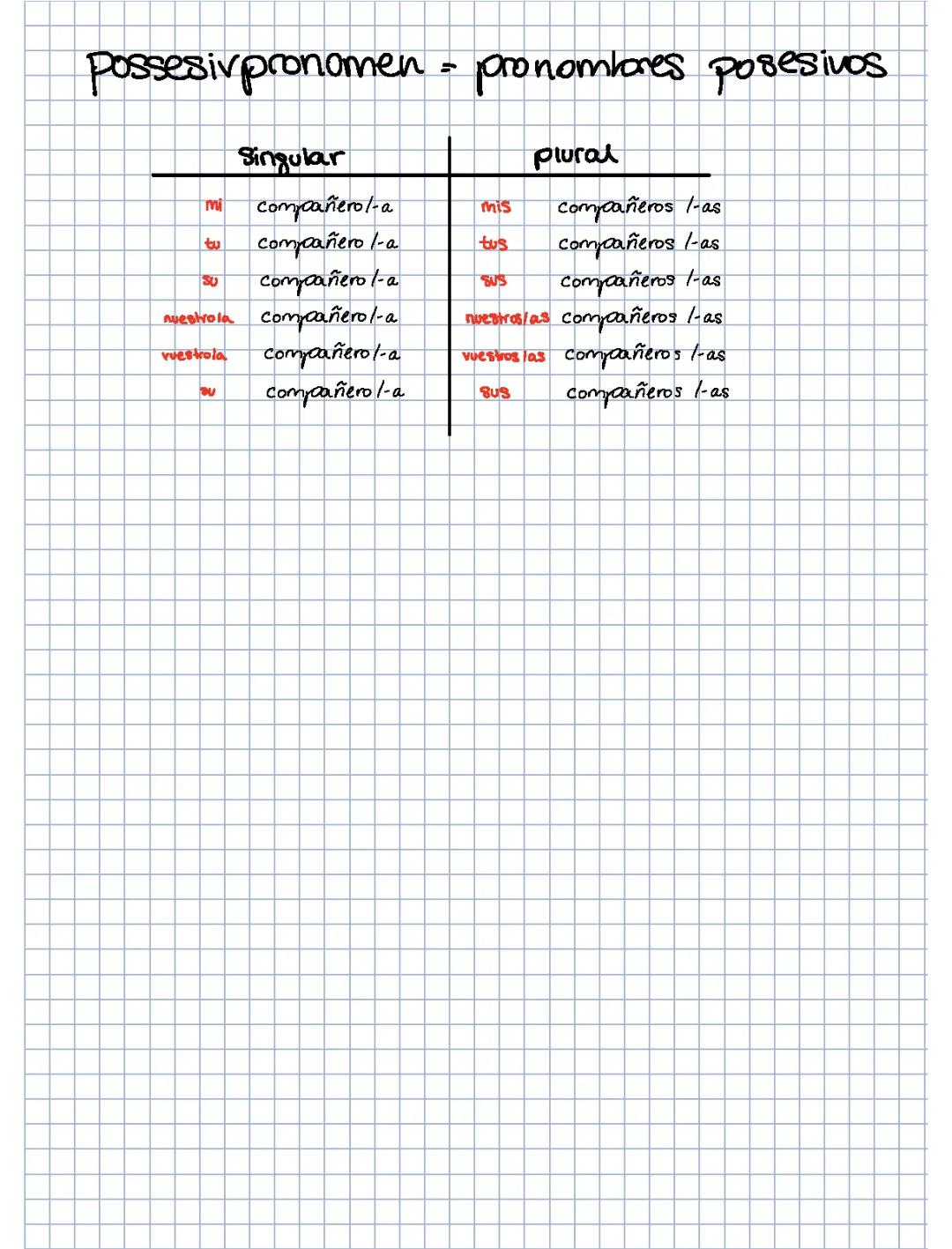 pronombres possesivos - Possesivpronomen