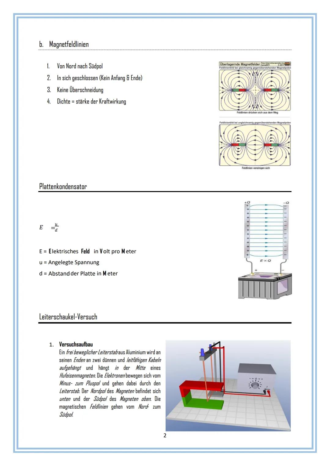 # Magnetismus
Physik - zusammenfassende Vorbereitung
1. Magnetfeld
a. Magnetfeld der Erde + Kompass
b. Magnetfeldlinien
2. Plattenkondensa