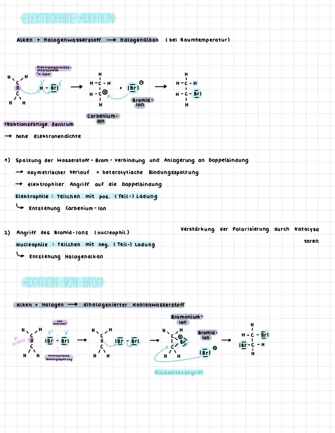 (ADDITIONSREAKTIONEN
= chemische Reaktion, bei der sich jeweils 2 Moleküle der
· Aufspaltung der Doppelbindung
(Säurekataly sierte) Addition