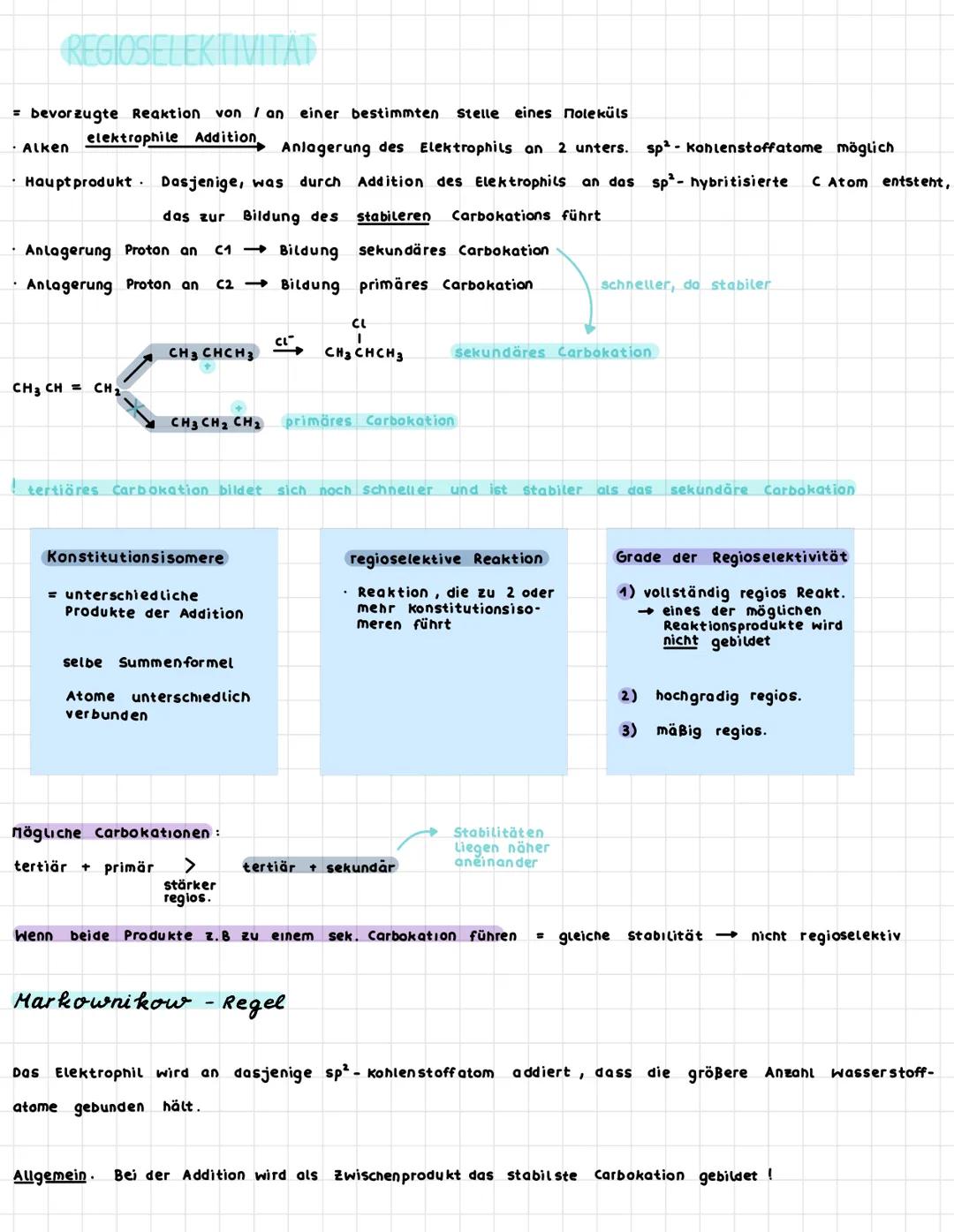 (ADDITIONSREAKTIONEN
= chemische Reaktion, bei der sich jeweils 2 Moleküle der
· Aufspaltung der Doppelbindung
(Säurekataly sierte) Addition