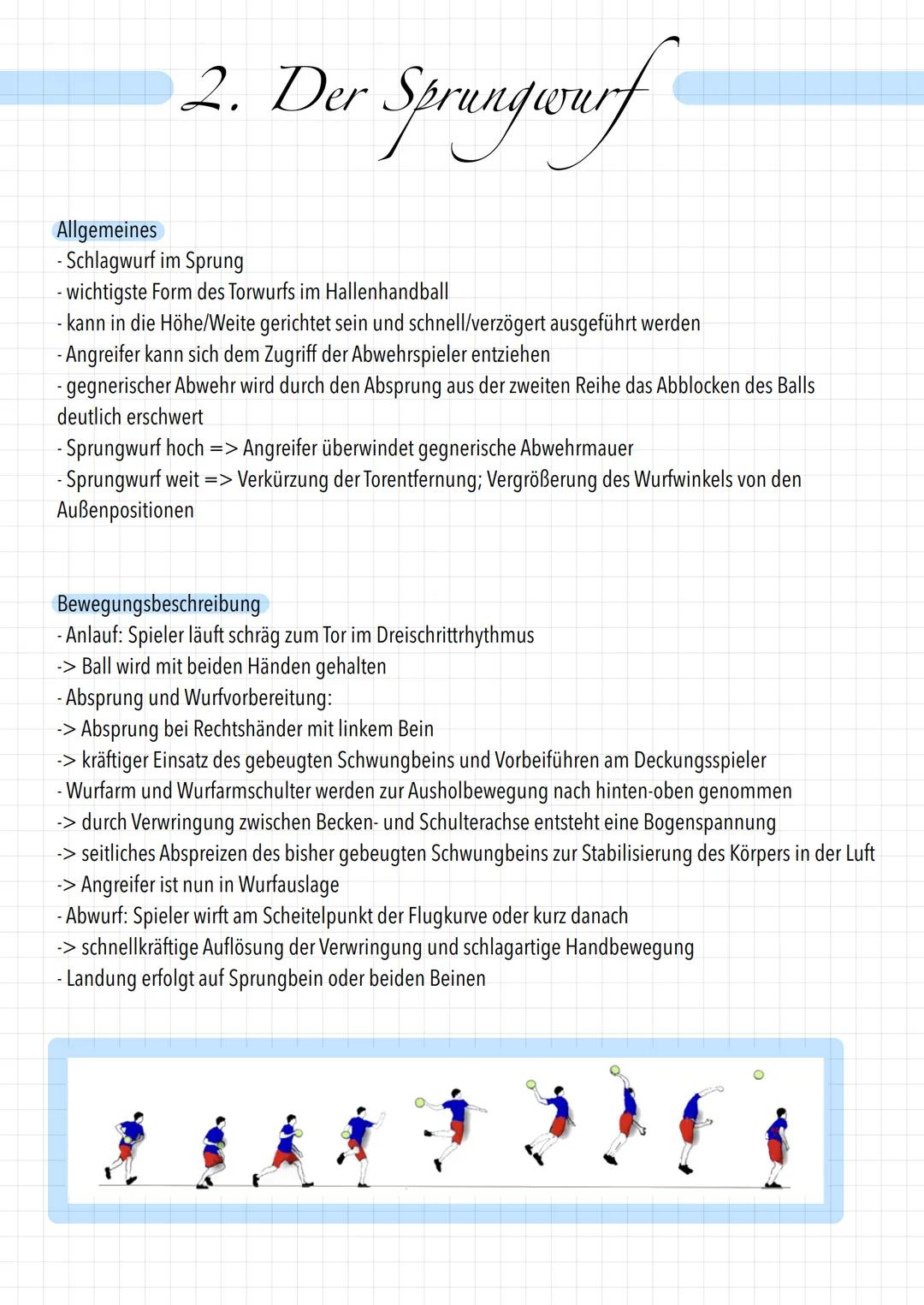1. Der
Schlagwarf
Allgemein
- Grundtechnik des Werfens
- Basis für Passen und alle Torwürfe
- härtester Wurf im Handball (Ballgeschwindigkei