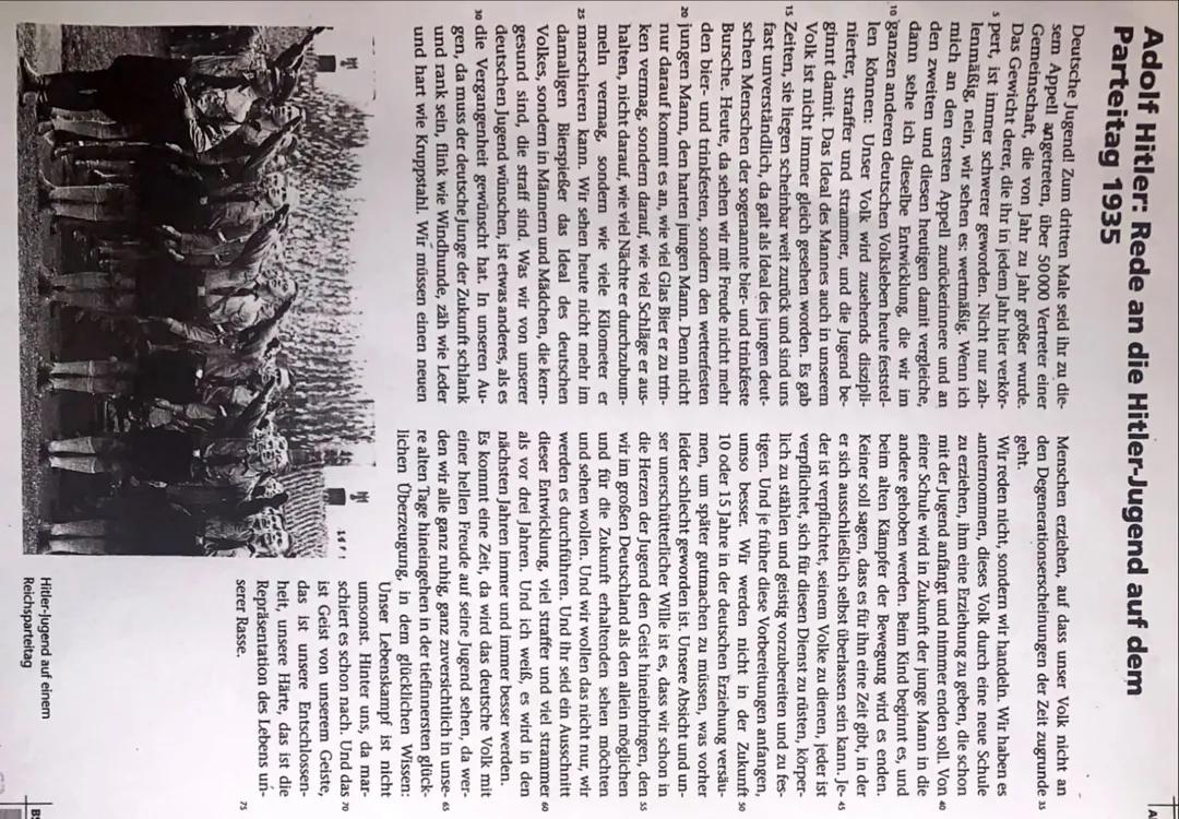 Analyse Hitler Parteitag 1935 an die Hitlerjugend
