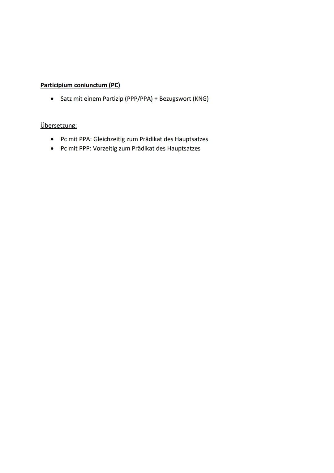 # Partizip Perfekt Passiv (PPP)
Bildung:
Präsensstamm + t/s + a-/o-Deklination
z.B. vocatus – gerufen
Übersetzung
- Ein PPP ist in der