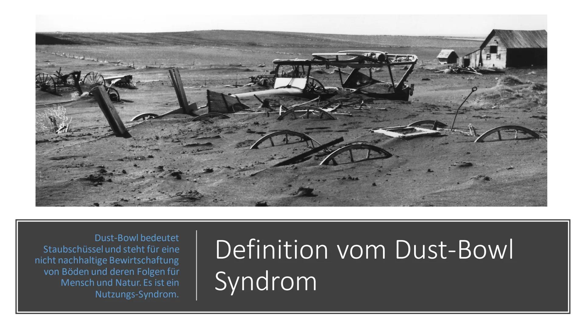 Handout - Dust-Bowl-Syndrom von David, Jonas, Josua und Julia
Definition: Dust-Bowl bedeutet soviel wie Staubschüssel und steht Sinnbildlich