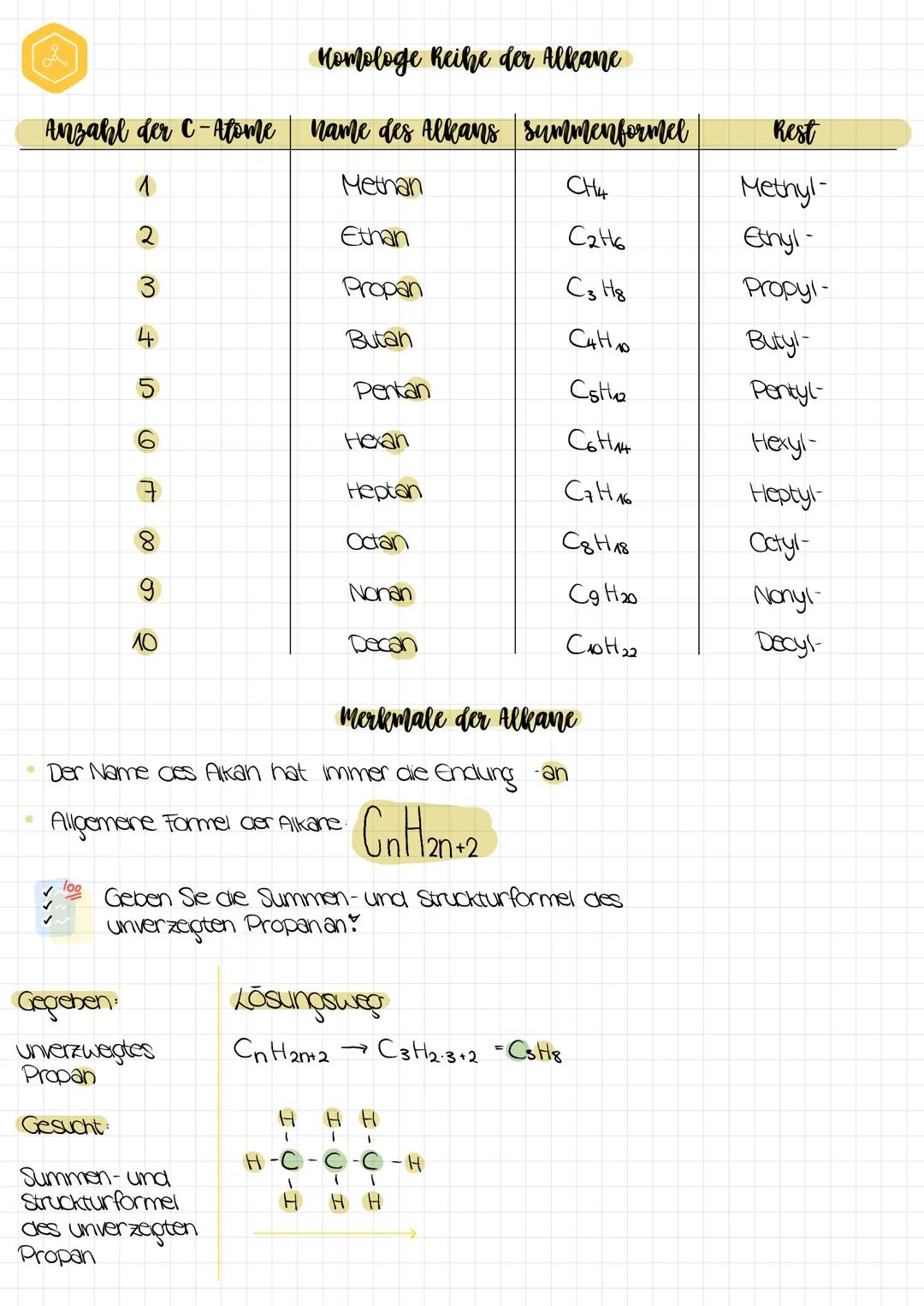 H20
Chemie # Organische Chemie
Kohlenwasserstoffe - Einleitung und kateorisierung
Kohlenwasserstoffe
(CnHm)
Gesättigte
ungesättigt
(c-c-