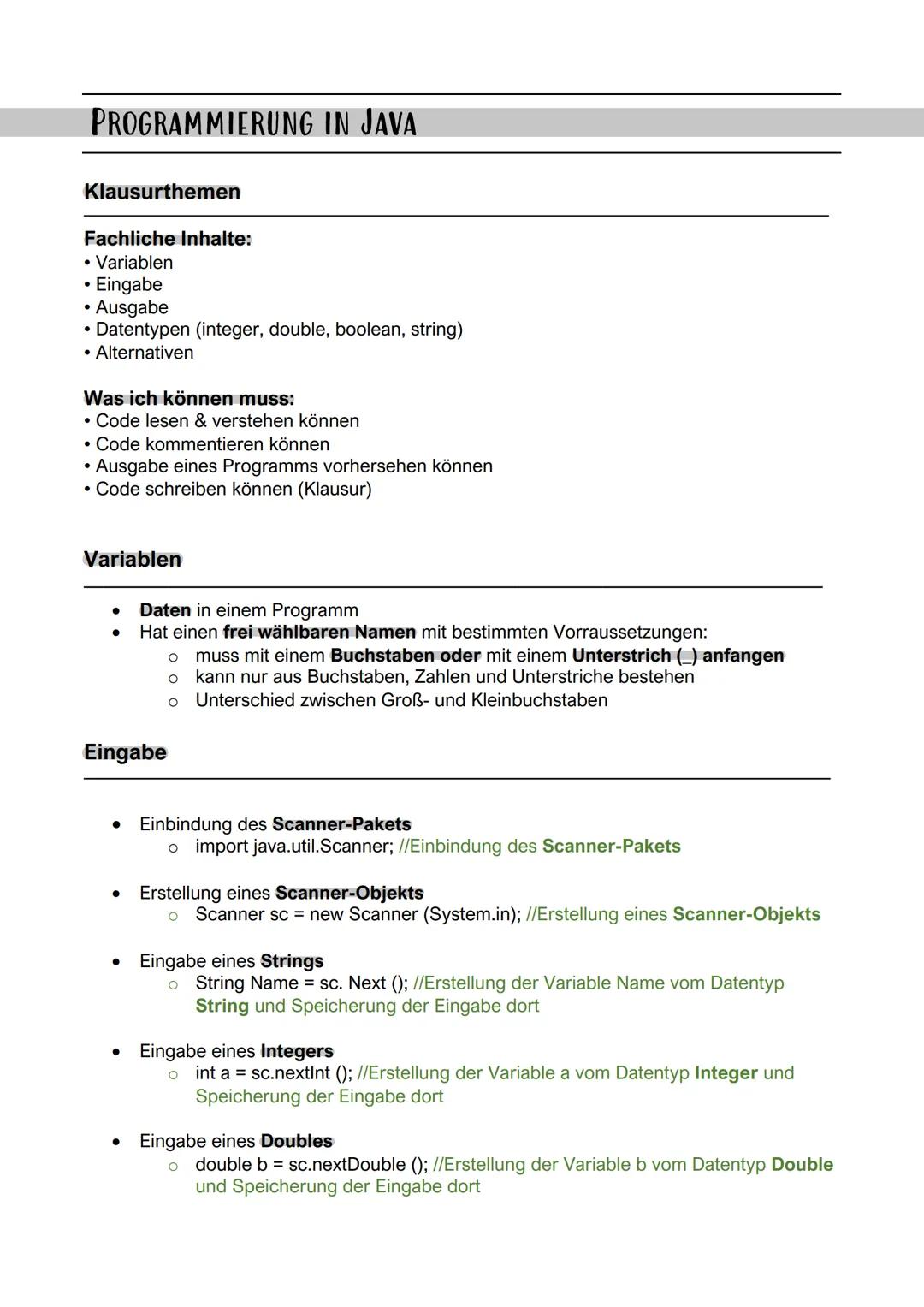 Programmierung in Java