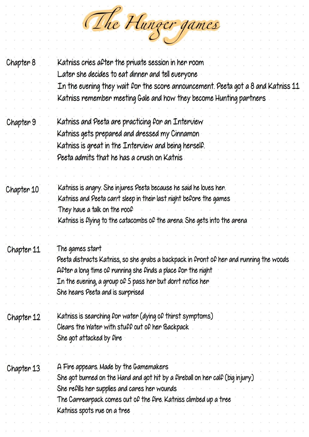 # The Hunger games
Chapter 1
Katniss and Gale are hunting for food to trade them afterwards
Katniss, Prim and their mother started to make
