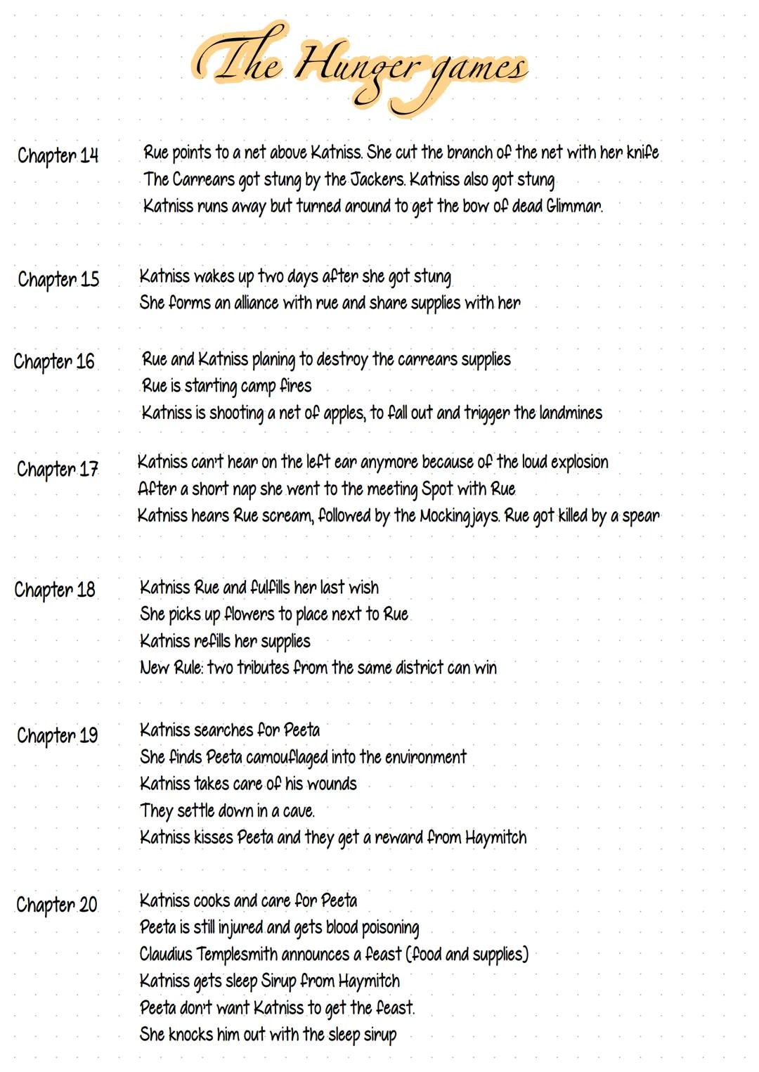 # The Hunger games
Chapter 1
Katniss and Gale are hunting for food to trade them afterwards
Katniss, Prim and their mother started to make