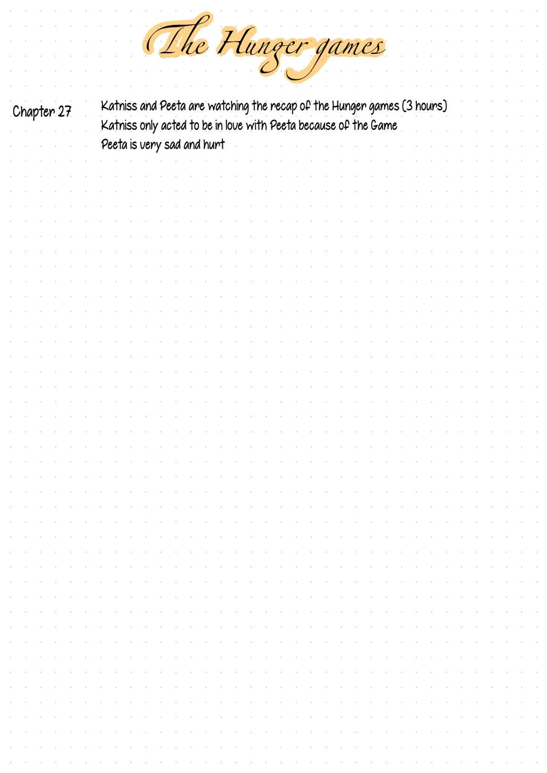 # The Hunger games
Chapter 1
Katniss and Gale are hunting for food to trade them afterwards
Katniss, Prim and their mother started to make