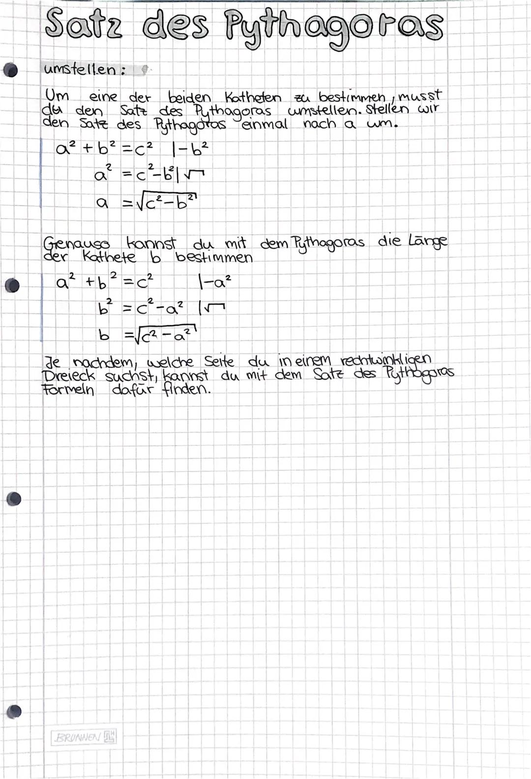# Satz des Pythagoras
C
$a^2 + b^2 = c^2$
a
१०°
b
L Satz des Pythagoras Formel:
In einem Rechtwinkligen Dreieck gilt:
$a^2 + b^2 = c^2