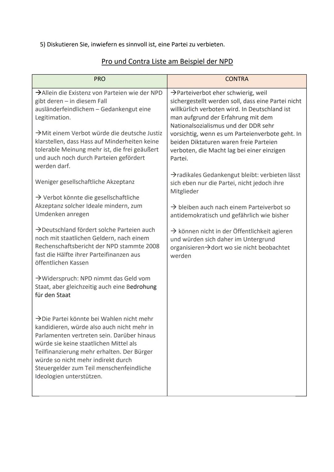 # Parteiverbot
1)Wann kann eine Partei verboten werden?
1. Es muss nachgewiesen werden, dass die Partei gegen unsere Verfassung verstößt.