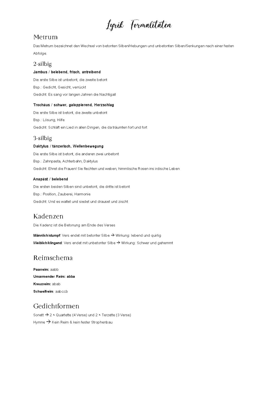 Lyrik Gedichte Formalitäten mit Wirkung