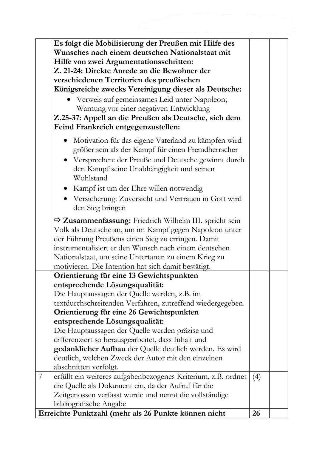 Übungsklausur zum Inhaltsfeld
Napoleon
Aufgabe 1:
Am 17. März 1813 wandte sich König Friedrich Wilhelm III. von Preußen in Breslau mit der
R
