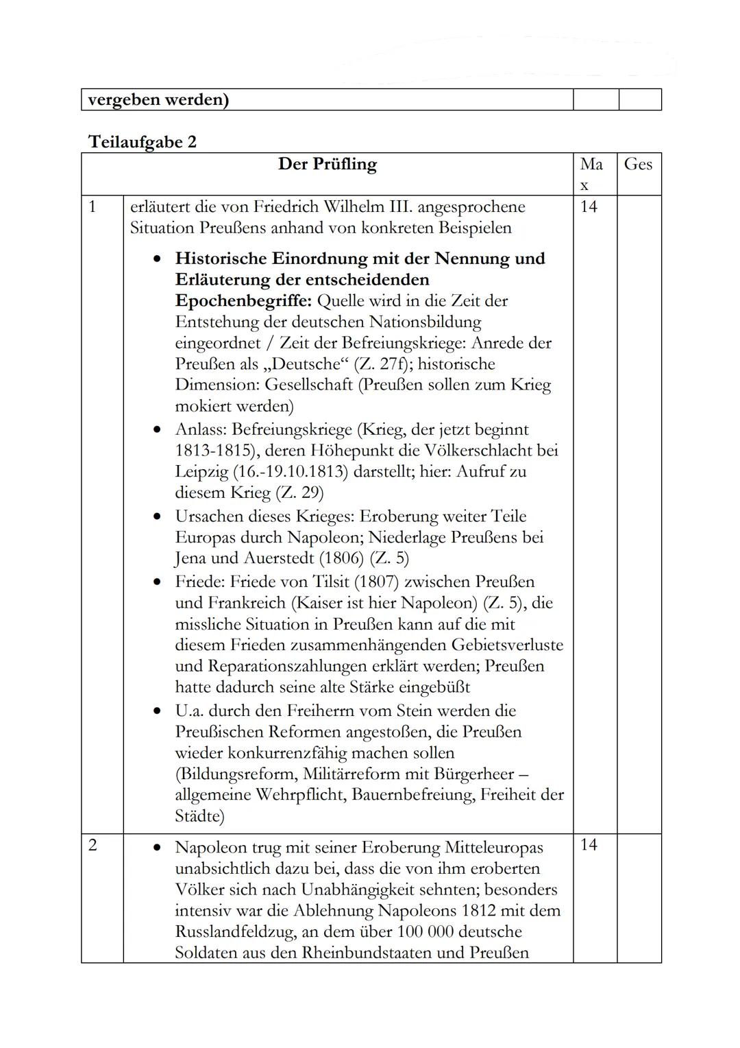 Übungsklausur zum Inhaltsfeld
Napoleon
Aufgabe 1:
Am 17. März 1813 wandte sich König Friedrich Wilhelm III. von Preußen in Breslau mit der
R