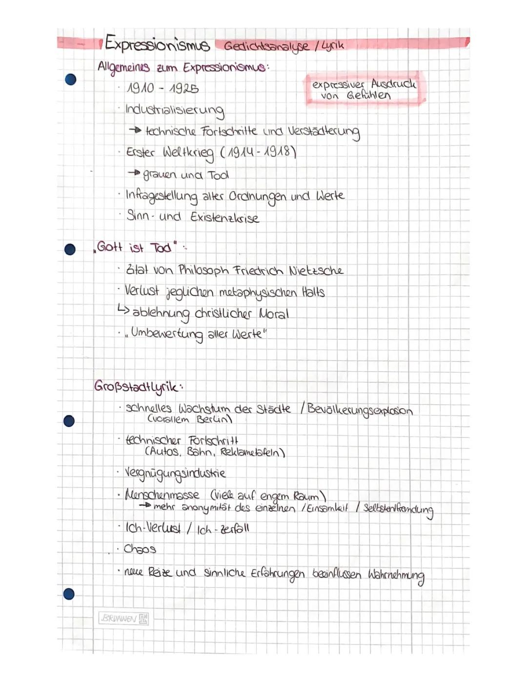 Expressionismus Gedichtsanalyse - Schlüsselthemen und Sprachliche Mittel