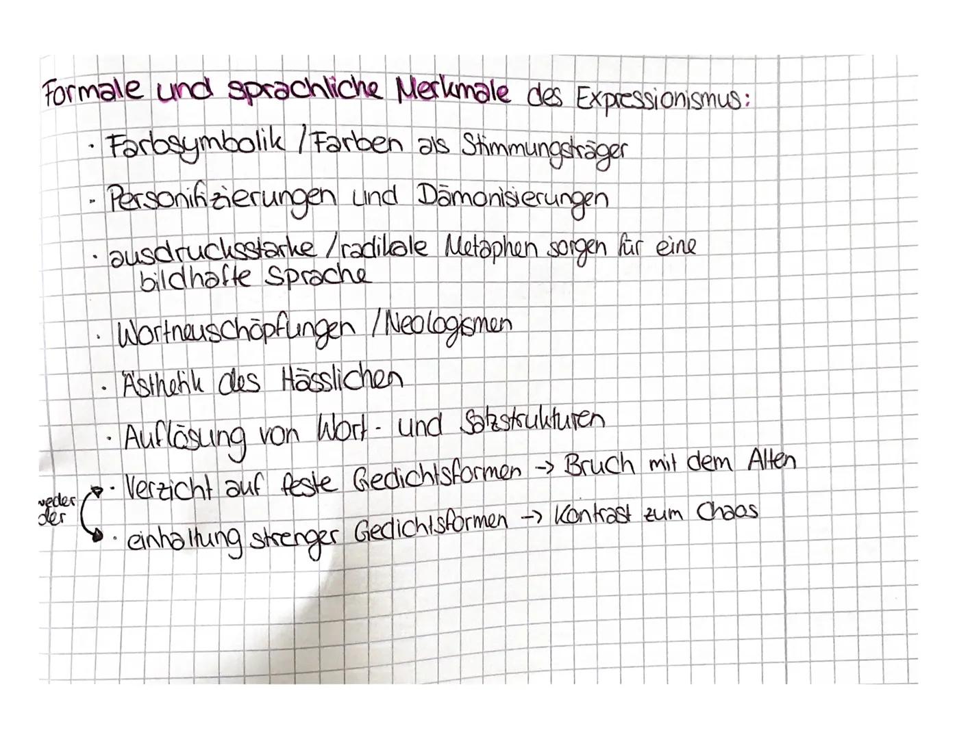 Expressionismus Gedichtsanalyse / Lyrik
Allgemeines zum Expressionismus:
1910-1925
.
Industrialisierung
→ technische Fortschritte und Verstä