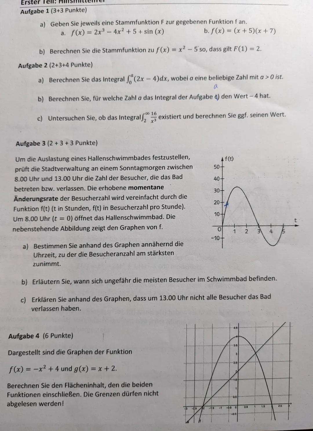 LK Klausur:Integrale(Rotationskörper/Funktionsscharen)