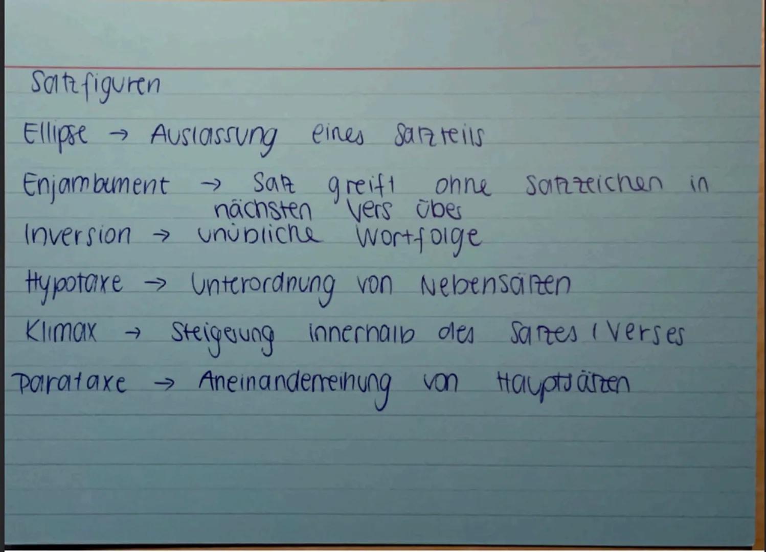 # Wichtig für die Klausur
• Motren erkennen
• Reinschema erkennen
• Stellung des Reims erkennen (Anfangsrein, Endreim)
• Klang des Reims