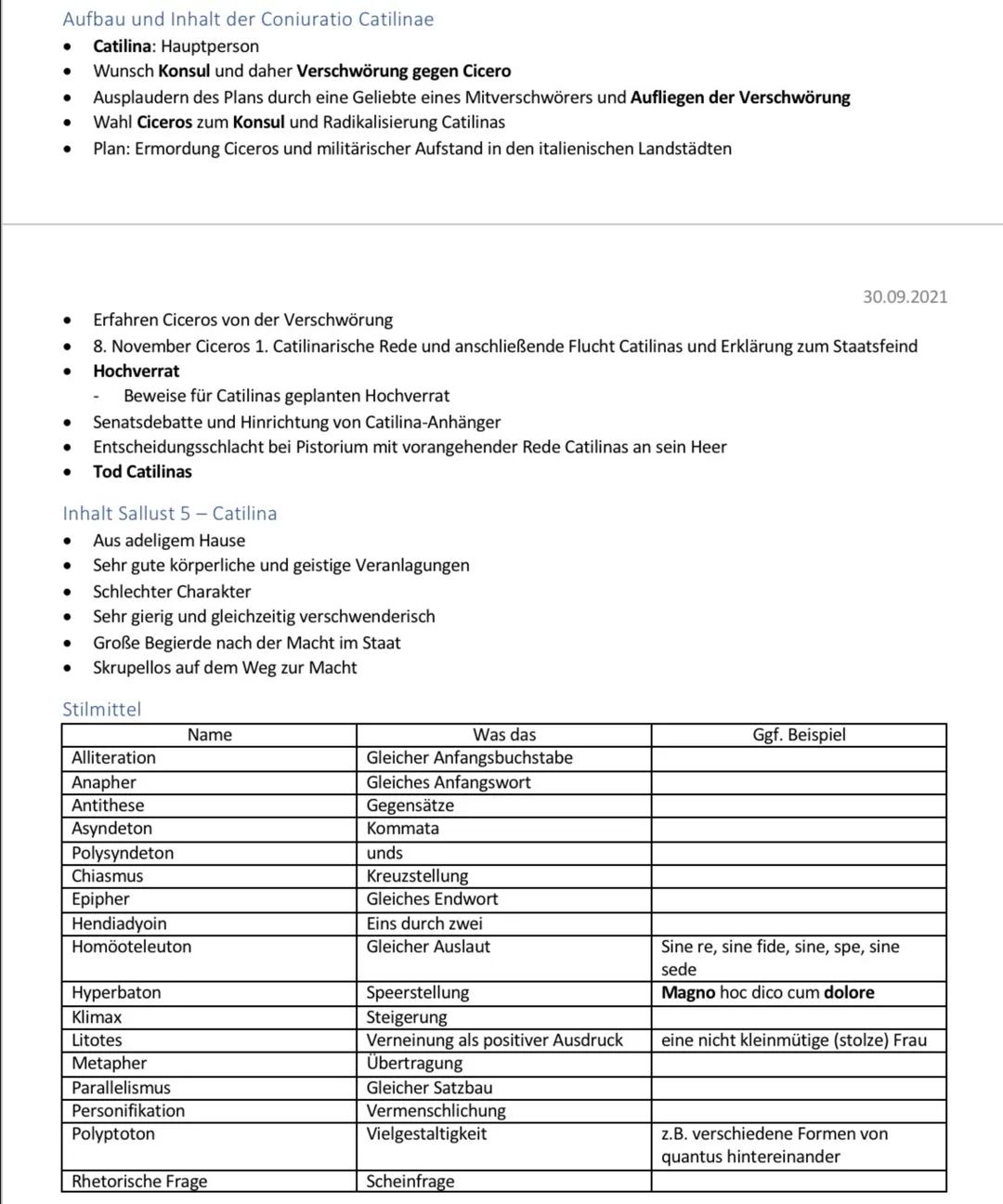 Sprache und Stil Sallusts
Allgemeines:
●
●
●
-
●
-
Merkmale:
-
-
-
Deutlicher sprachlicher Unterschied zu Cicero und Caesar
Eigener an Cato