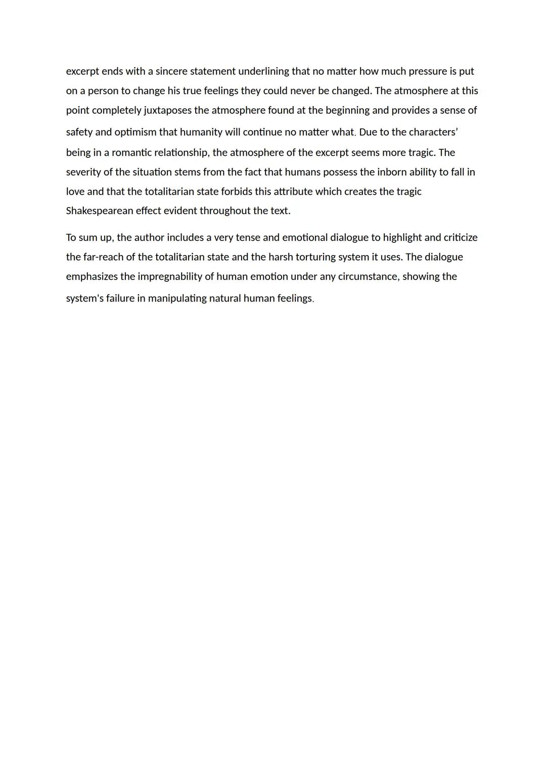 Noura Abdu
Q1 English LK SFS
28/11/2021
George Orwell's 1984: An analysis of the atmosphere
In the excerpt of the dystopian novel, 1984 by G
