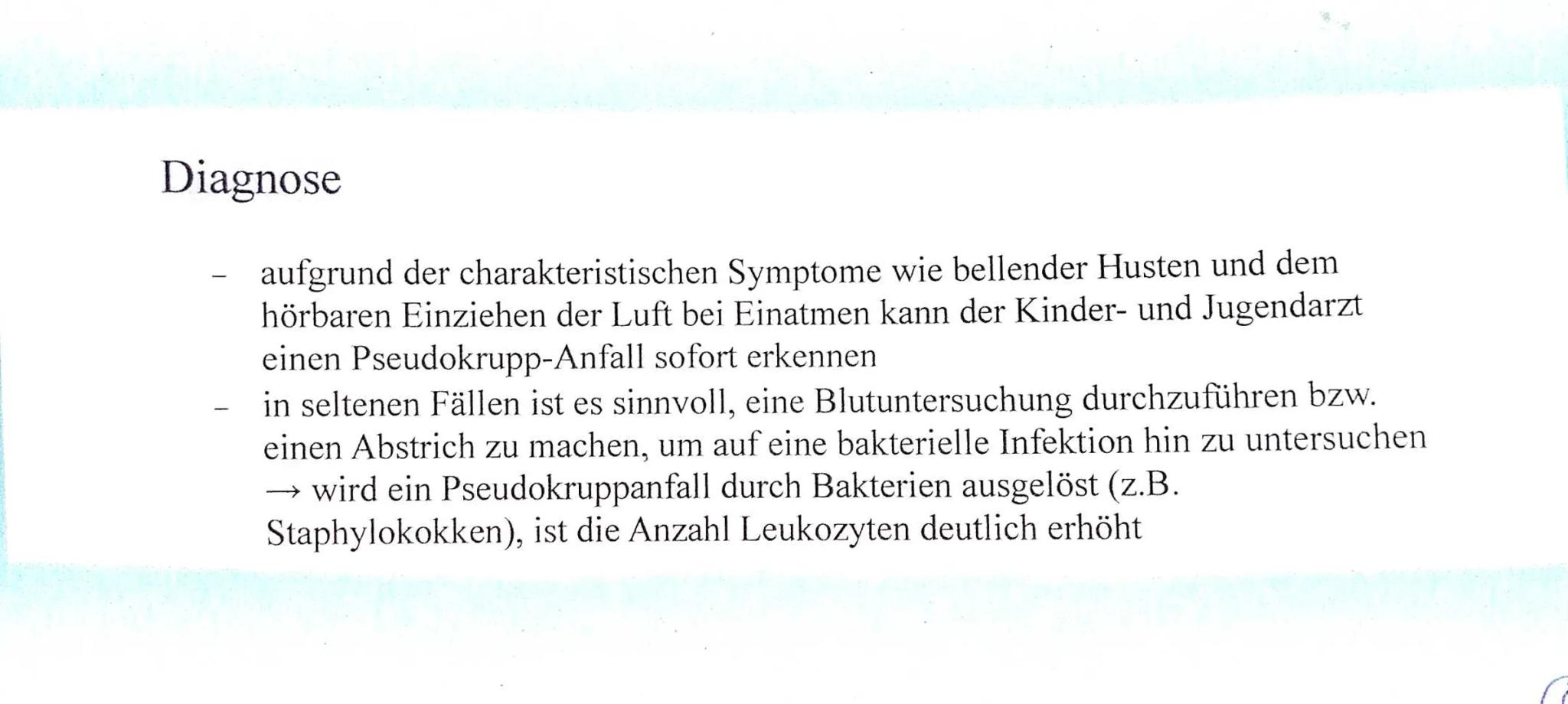 # Pseudokrupp (Stenosierende Laryngitis)
Was ist Pseudokrupp?
- Atemwegserkrankung, bei der die Schleimhaut im Bereich des Kehlkopfes und