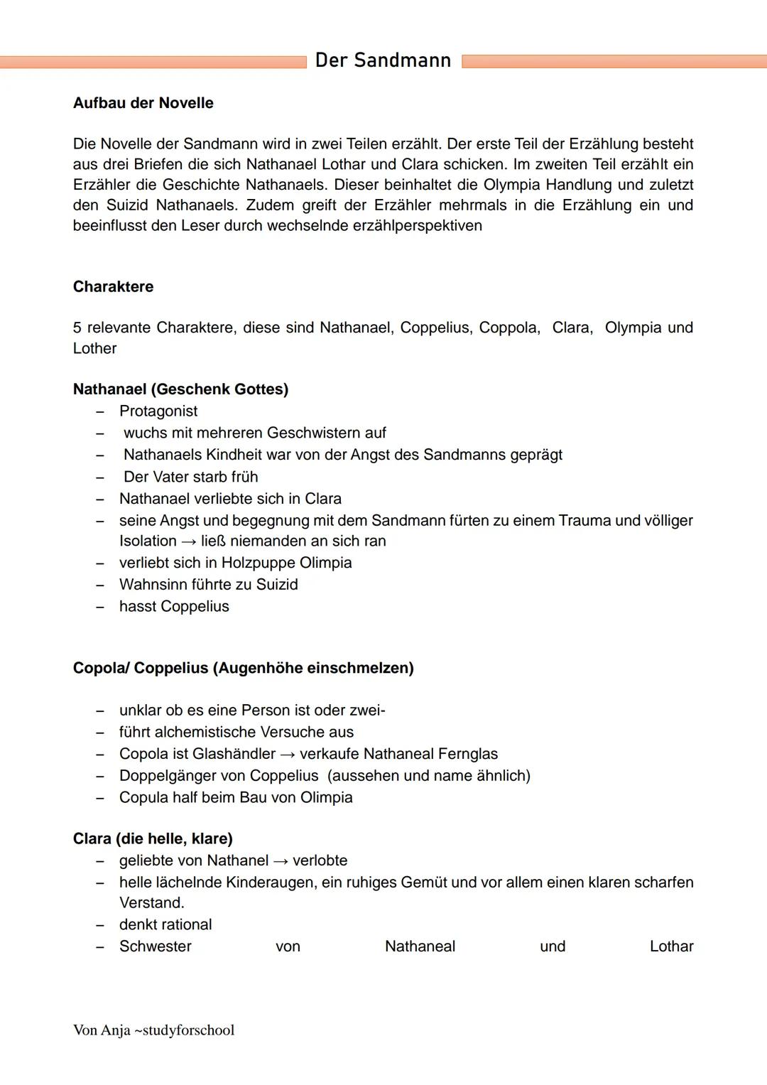 # Der Sandmann
Einleitung
E. T. A Hoffmanns Novelle „der Sandmann" wurde 1816 veröffentlicht und erzählt die
Lebensgeschichte des Nathanael