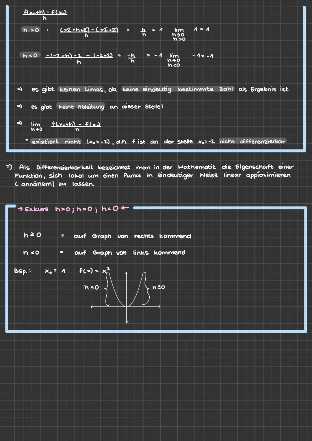 # Differenzierbarkeit
→Stetigkeit Einschub
f(x)
9(x)
h(x)
$
\begin{cases}
f(x)\\
(g(x)
\end{cases}
$
- ohne Absetzen von f(x) zu glx)