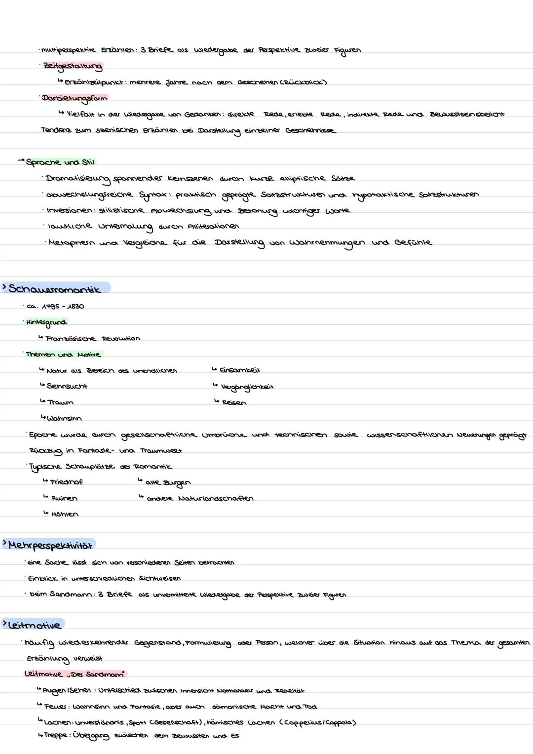 # SANDMANN
> Inhalt
- Novelle beginnt mit 3 Briefen
- 1. Brief
Nathanael schreibt den Brief eigentlich an seinen zienbruder Lothar, do