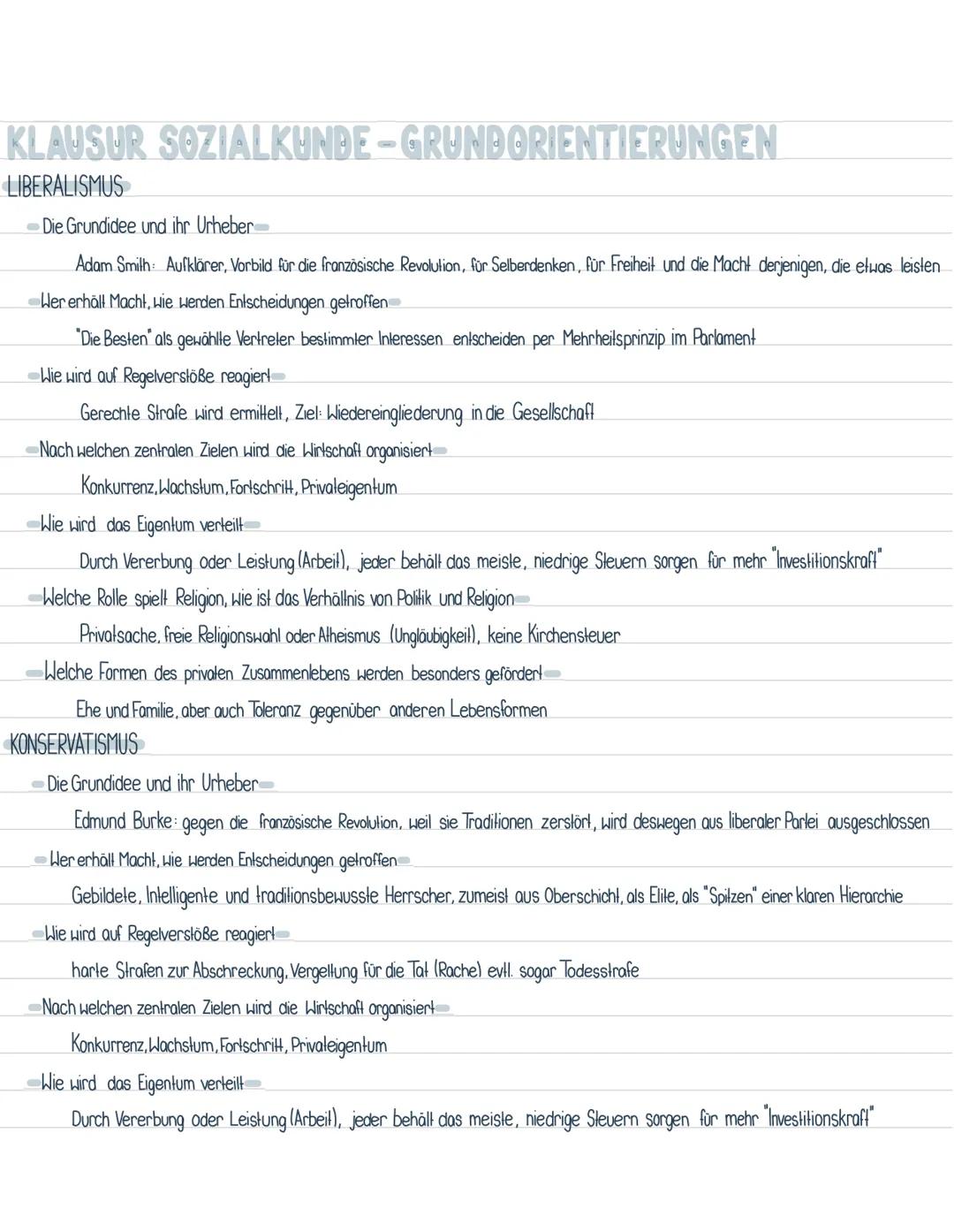 KLAUSUR SOZIALKUNDE-GRUNDORIENTIERUNGEN
LIBERALISMUS
Die Grundidee und ihr Urheber-
Adam Smith: Aufklärer, Vorbild für die französische Revo