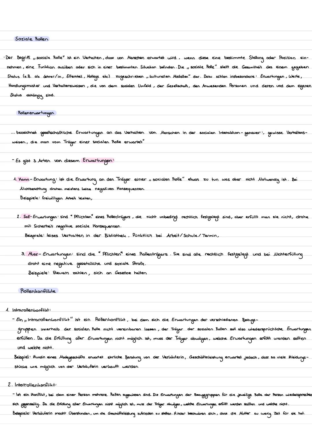 Soziale Rollen
•Der Begriff, soziale Rolle" ist ein Verhalten, dass von Menschen erwartet wird, wenn diese eine bestimmte Stellung oder Posi