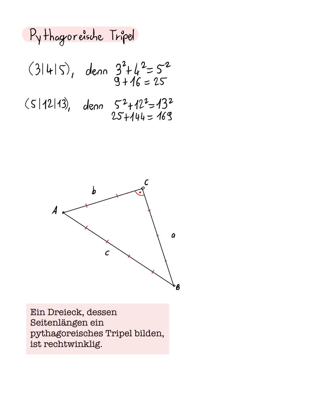 A
Rechtwinklige Dreiecke
Kathete b
C_Kathete
Hypotenuse c
62
c²
∙B
Formel
42
B
a² + b² = c²
Bei einem rechtwinkligen
Dreieck haben die Quadr