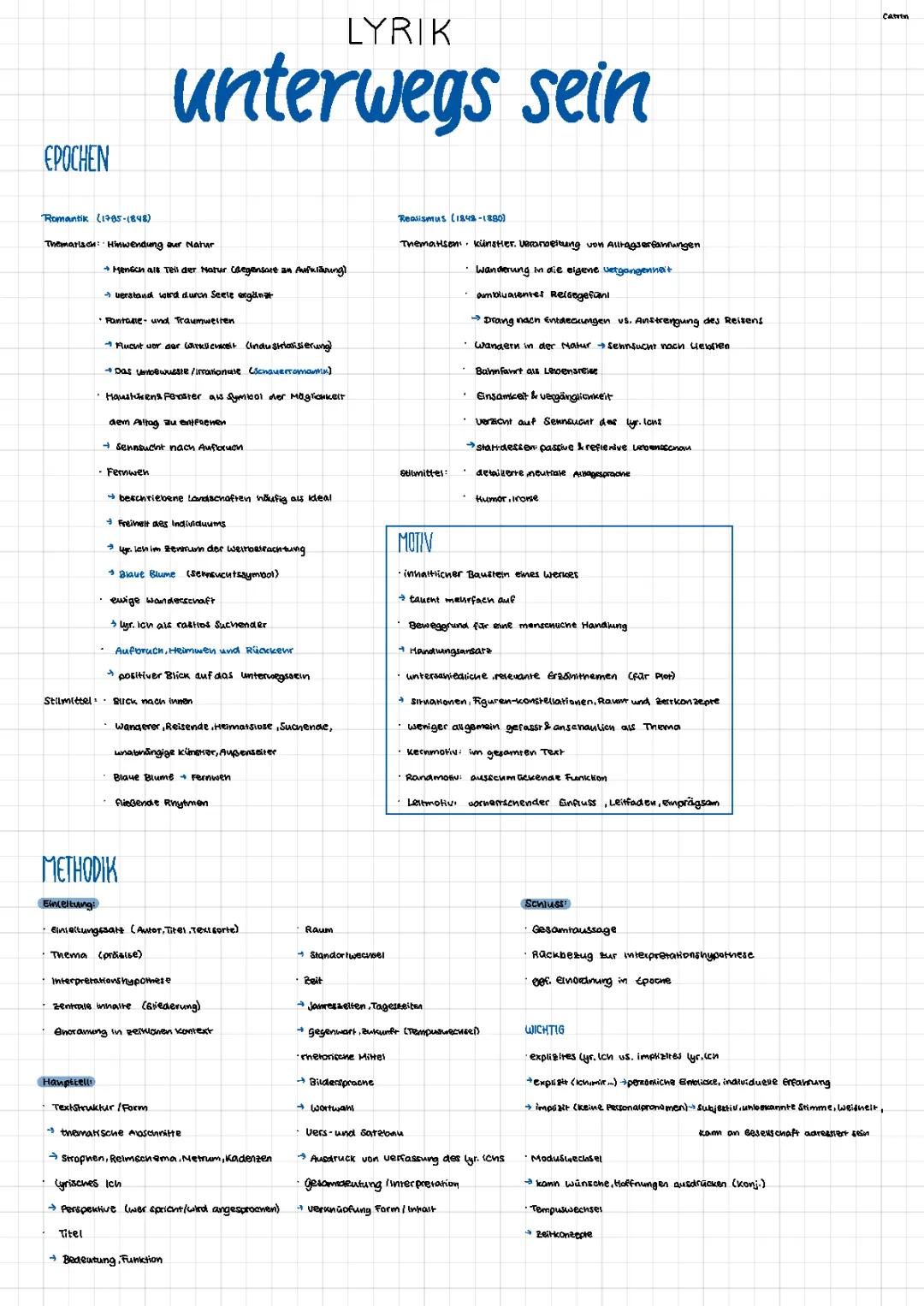 Unterwegs sein Lyrik Romantik&Realismus