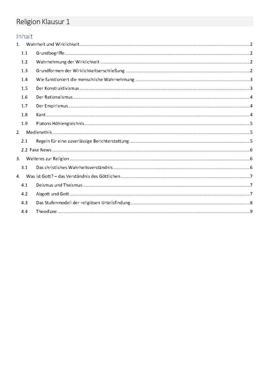 Religion Klausur Q11/1