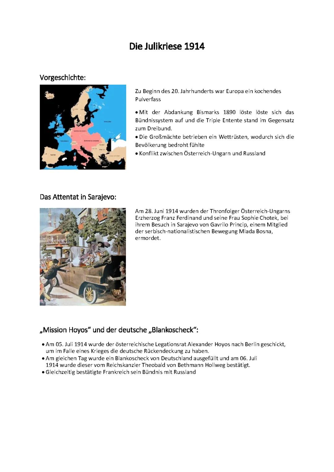 Die Julikrise 1914: Ursachen und Auswirkungen