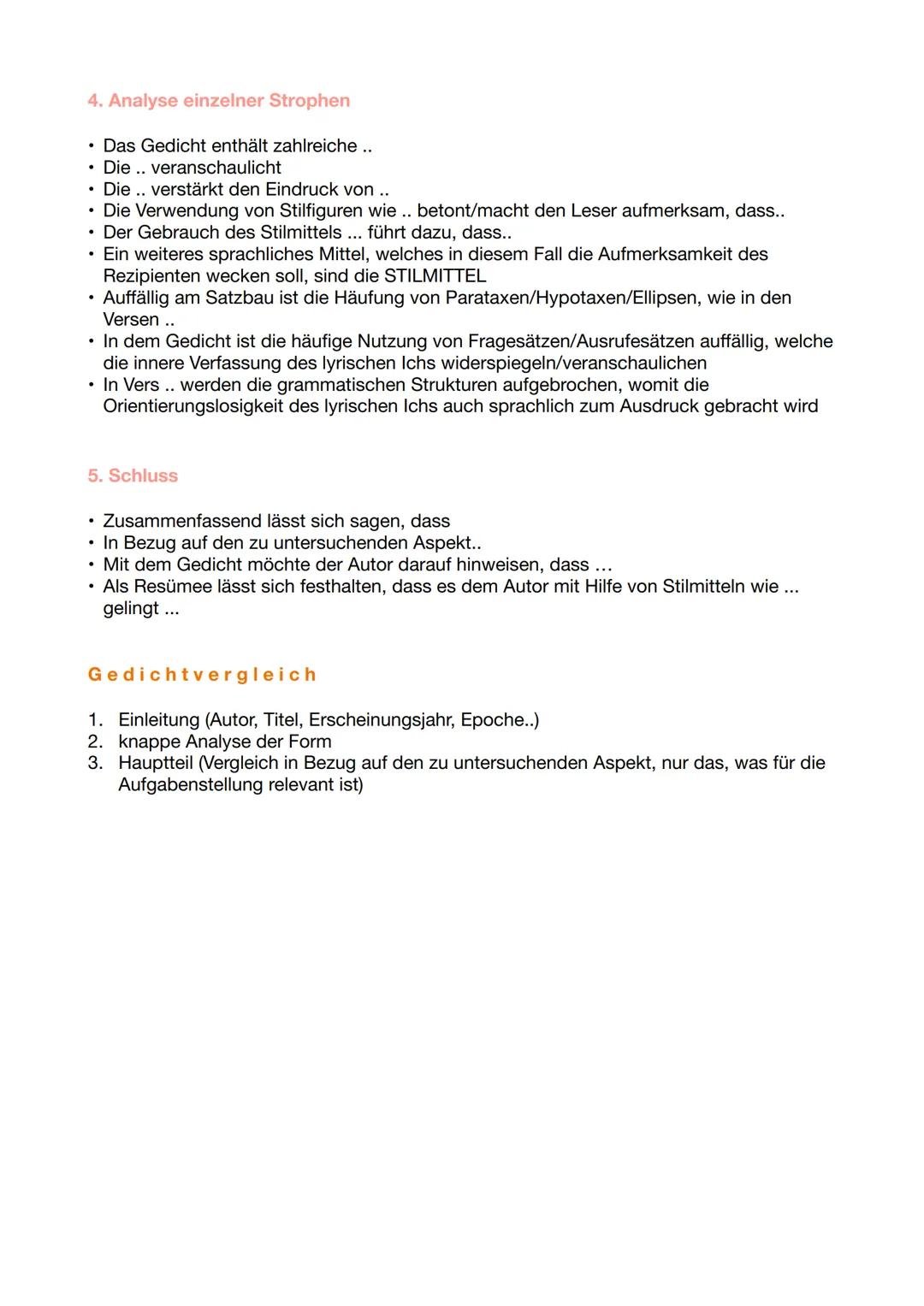 # Gedichtinterpretation
1. Einleitung
* Das Gedicht,." von xy stammt aus dem Jahr.. und handelt von/behandelt das Thema
* In XY's Gedi