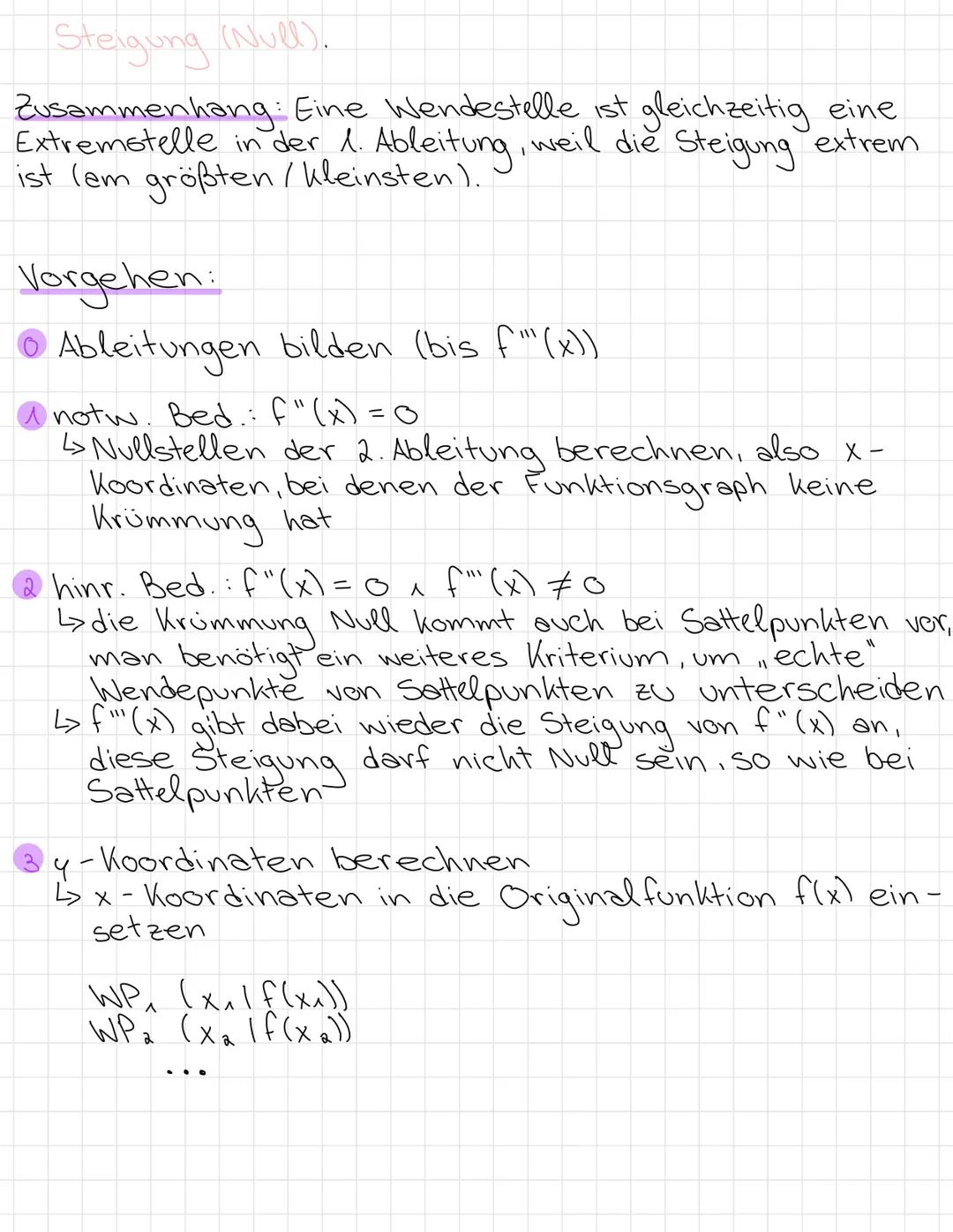 Wendepunkte
An Wendepunkten ändert sich die Krümmung des Funktions-
graphen entweder von einer Links - in eine Rechtskrümmung
der von einer
